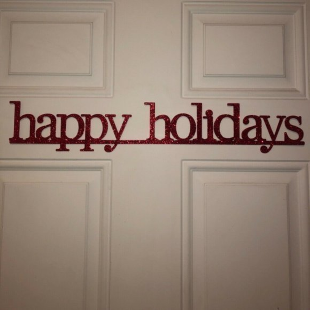 Happy Holidays Magnetic Door Sign Christmas‎ Decor Decoration Glitter